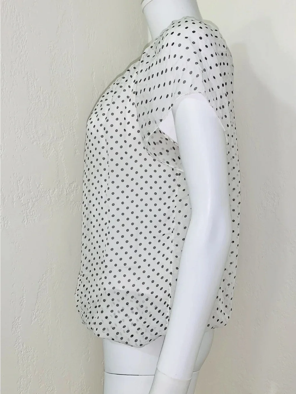 Luisa Ricci White Silk Polka Dot Short Sleeve Blouse S - Picture 7 of 11